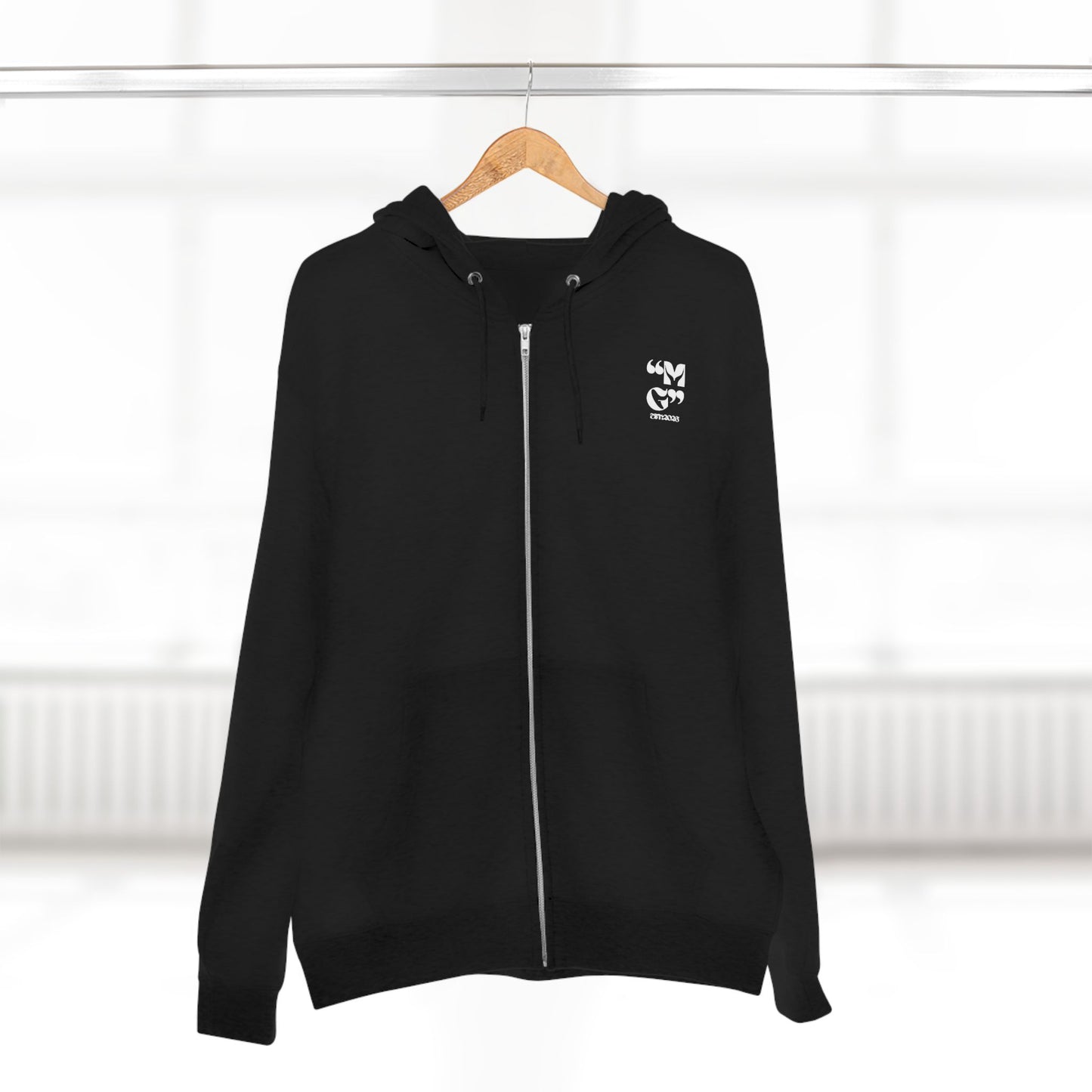 Monochrome Zip Hoodie — Minimalist Black & White Zip-Up