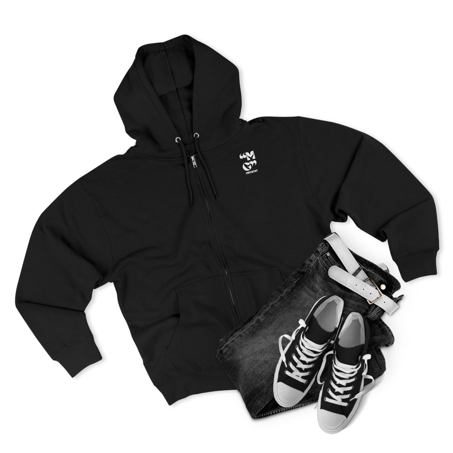 Monochrome Zip Hoodie — Minimalist Black & White Zip-Up